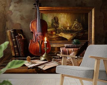 Stilleven met viool en het schilderen, Andrey Morozov van 1x