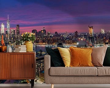 Skyline von Manhattan während der schönen Sonnenuntergang, Thomas D Mørkeberg von 1x