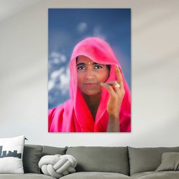 Indien, in der Nähe von Jaipur, Rajasthan. Porträt einer Frau.