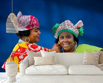 Suriname, Paramaribo. Creole women in Kotomisi clothing. by Frans Lemmens