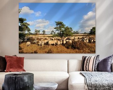 Herd with many sheep in nature by Ivonne Wierink
