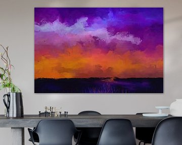 Landschaft mit violetten Wolken von Tanja Udelhofen