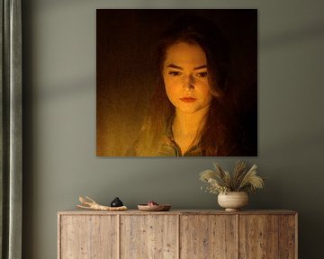 Portrait girl by candlelight by Marijke van Loon