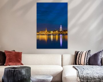 Skyline of the city of Kampen at the river IJssel in the evening by Sjoerd van der Wal Photography