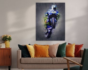 Valentino Rossi Ölporträt Yamaha 2 von 3 von Bert Hooijer