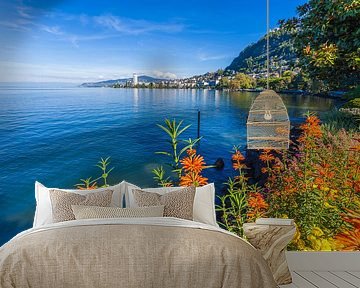 Montreux on Lake Geneva in Switzerland by Werner Dieterich