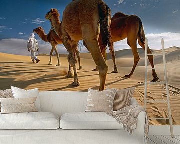 Sahara woestijn. Bedoeien met kamelen van Frans Lemmens