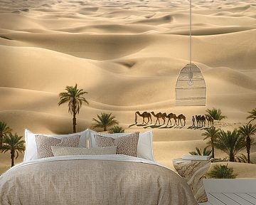 Sahara desert. Bedouins with camels by Frans Lemmens