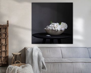 Roses in soapstone dish