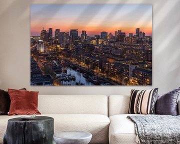 De Rotterdamse binnenstad tijdens zonsondergang van MS Fotografie | Marc van der Stelt