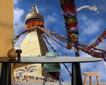 Kleurrijke gebedsvlaggen Bouddhanath Stupa van Ryan FKJ