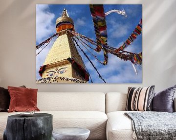 Kleurrijke gebedsvlaggen Bouddhanath Stupa van Ryan FKJ