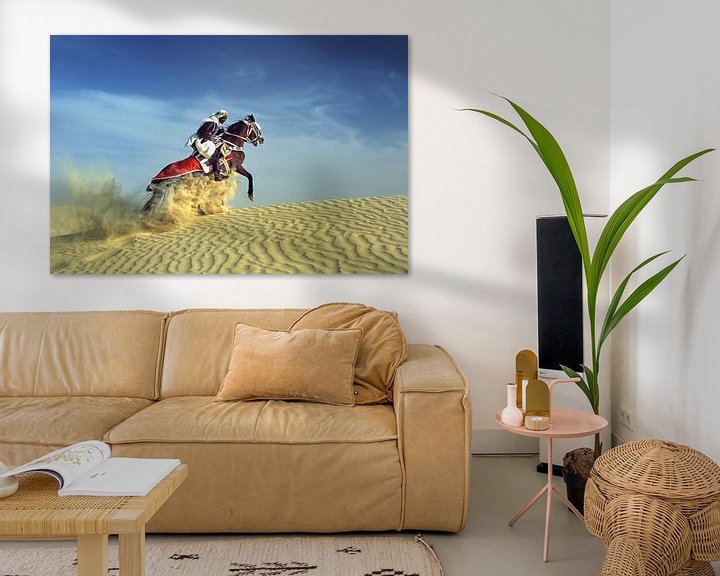 Beispiel: Bedouin auf  Pferd auf Sanddüne von Frans Lemmens