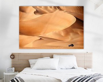 Sahara desert. 4x4 car near sand dunes by Frans Lemmens