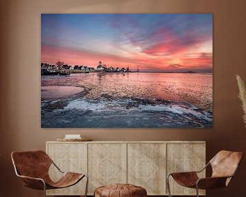 Het dorp Durgerdam bij zonsopkomst in de winter van Frans Lemmens