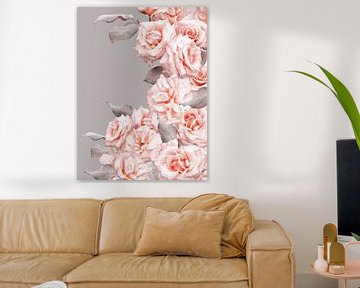 Prachtige perzik zalmroos lijst van Floral Abstractions