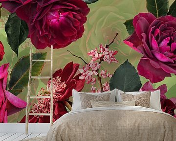 Botanische Groene Zomer Rozentuin van Floral Abstractions