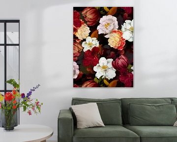 Middernachtelijke rozentuin van Floral Abstractions