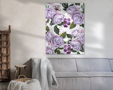 Purple Peonies Summer Garden by Floral Abstractions