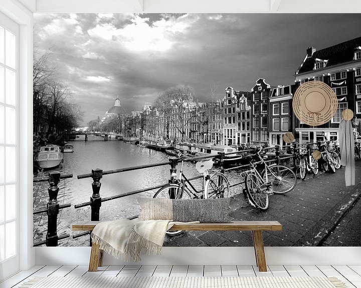 Beispiel fototapete: Urban / Street scene  Amsterdam  (schwarz-weiß) von Rob Blok