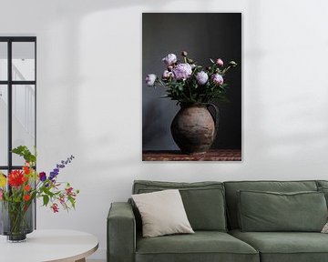 Peonies in old earthenware pot by Affect Fotografie