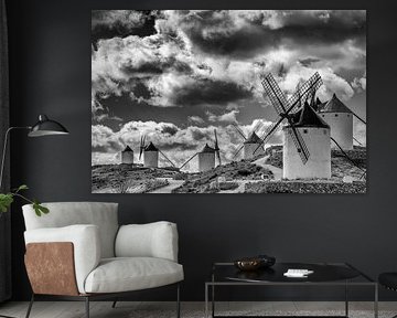 Historical windmills of Don Quixote, in La Mancha (Spain).