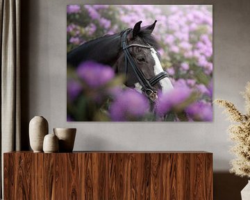 Paardenportret in bloemen