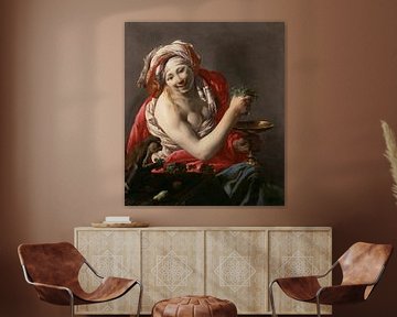 Hendrick ter Brugghen, Bacchante met een aap - 1627 van Atelier Liesjes