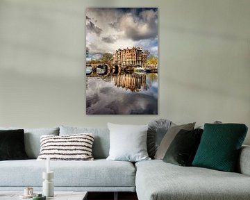 Threatening sky over the Brouwersgracht in Amsterdam by Frans Lemmens