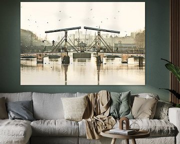 Die Magere Brücke über die Amstel in Amsterdam von Frans Lemmens