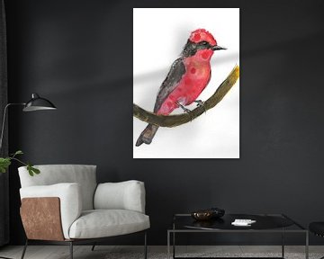 Rode Kardinaal - Kunst Print van een bijzondere vogel illustratie van Angela Peters