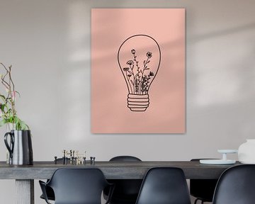 Light bulb with flowers pink by Sophia Amend