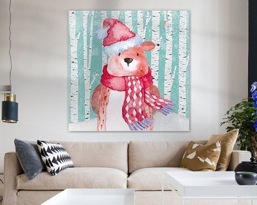Bear in winter forest illustration by Floral Abstractions