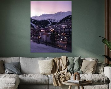Serfaus Fiss Ladis Sonnenuntergang rosa-violett, Österreich Tirol von vedar cvetanovic