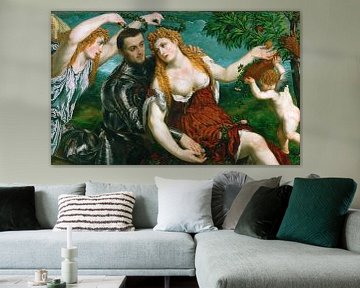 Paris Bordone, Venus, Mars en Cupido bekroond door Victory - 1500s van Atelier Liesjes