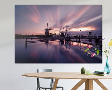 Violetter Sonnenuntergang Kinderdijk von Rob Bout