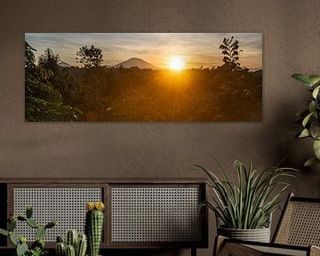 Zonsopkomst panorama met Vulkaan Gunung Agung vanuit Ubud van Ellis Peeters