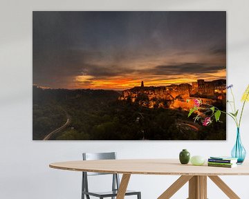 Zonsondergang bij Pitigliano - Toscane van Damien Franscoise