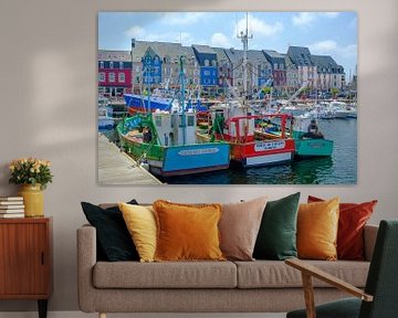 Colorful fishing boats in the port of Paimpol in Bretagne, France during summer. by Sjoerd van der Wal Photography