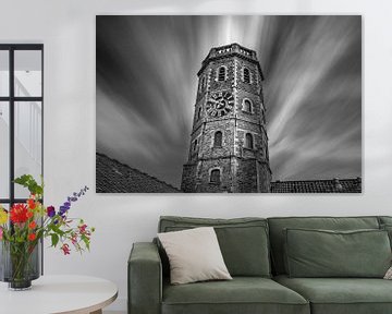 Photo en noir et blanc du beffroi de Menin sur Fotografie Krist / Top Foto Vlaanderen