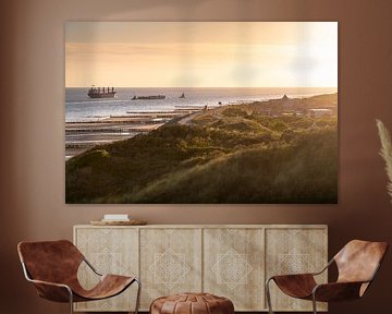 Zoutelande Sunset (kustlijn Zoutelande) van Thom Brouwer
