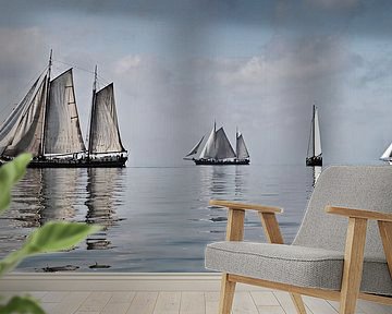 Sailing race of old sailboats by Frans Lemmens