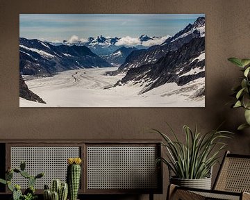 panorama Aletsch gletsjer gezien van de Jungfraujoch van Peter Moerman