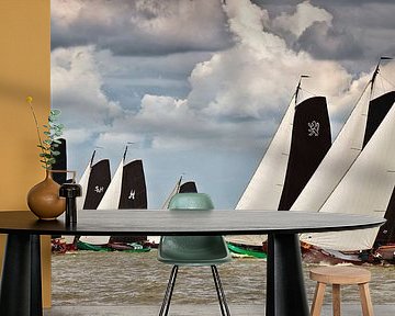 Race with traditional sailboats called Skutsjes by Frans Lemmens