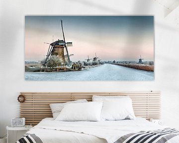 Windmühlen bei Kinderdijk im Winter von Frans Lemmens