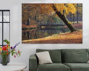 Bridge over water in autumn
