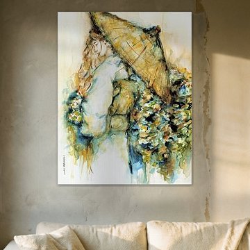 Geishas and kimonos 1. Portrait hand-painted.