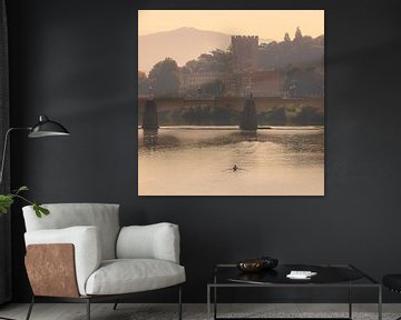 Lumière du matin sur l'Arno à Florence, Italie sur Henk Meijer Photography