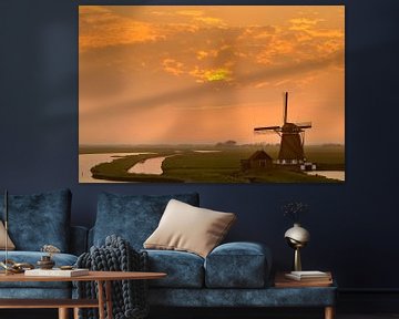 Molen 'Het Noorden' op Texel tijdens zonsondergang van Sjoerd van der Wal