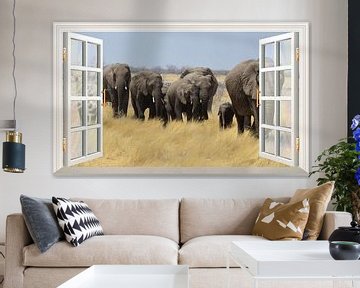 Ein atemberaubender Blick auf vorbeiziehende Elefanten von Bert Hooijer